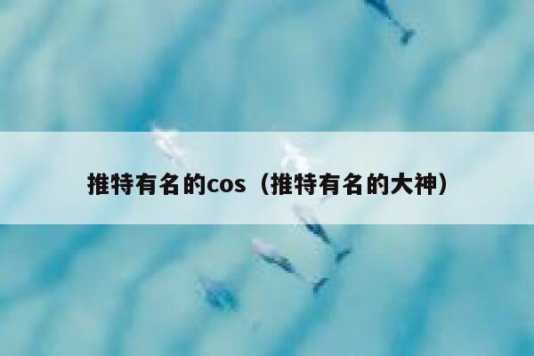 推特有名的cos（推特有名的大神） 第1张