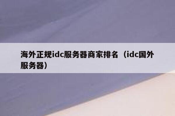 海外正规idc服务器商家排名（idc国外服务器） 第1张