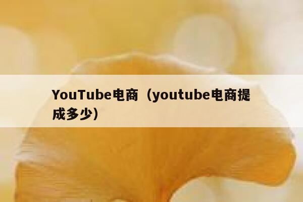 YouTube电商（youtube电商提成多少） 第1张