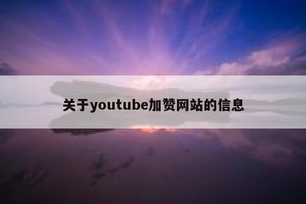 关于youtube加赞网站的信息 第1张