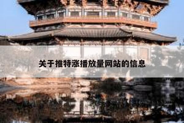 关于推特涨播放量网站的信息 第1张 关于推特涨播放量网站的信息 第1张