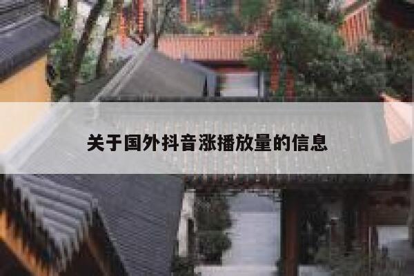 关于国外抖音涨播放量的信息 第1张 关于国外抖音涨播放量的信息 第1张