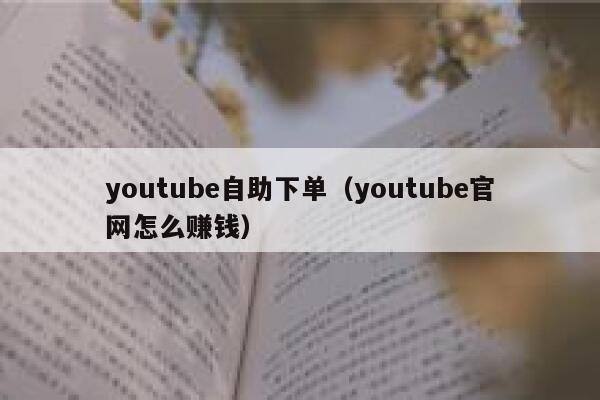 youtube自助下单（youtube官网怎么赚钱） 第1张