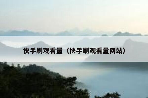 快手刷观看量（快手刷观看量网站） 第1张