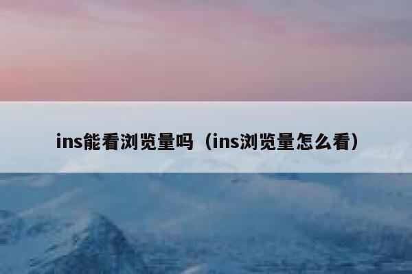 ins能看浏览量吗（ins浏览量怎么看） 第1张