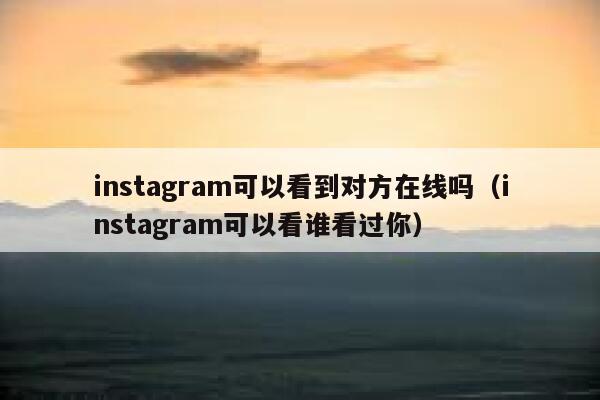 instagram可以看到对方在线吗（instagram可以看谁看过你） 第1张