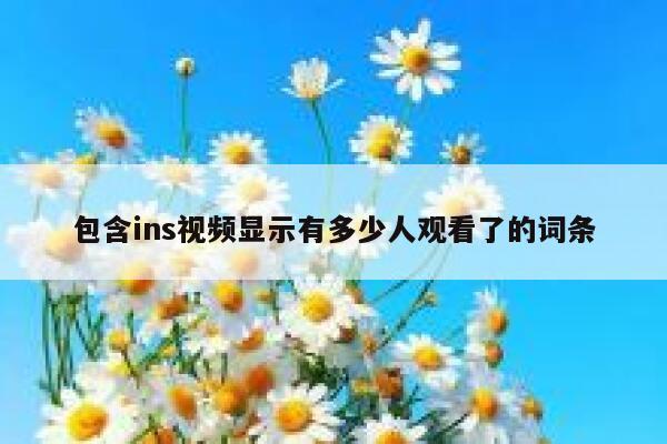 包含ins视频显示有多少人观看了的词条 第1张