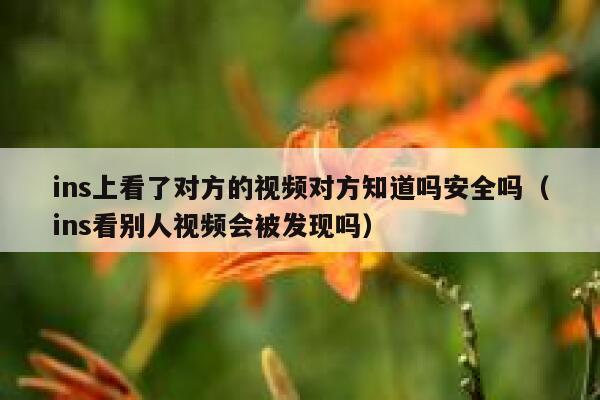 ins上看了对方的视频对方知道吗安全吗（ins看别人视频会被发现吗） 第1张