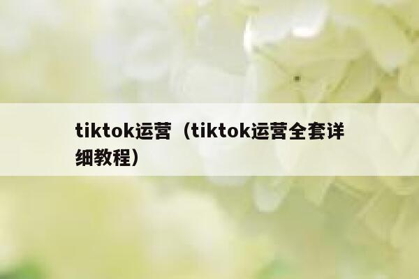 tiktok运营（tiktok运营全套详细教程） 第1张