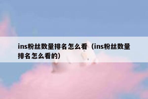 ins粉丝数量排名怎么看(ins粉丝数量排名怎么看的) 第1张 ins粉丝数量排名怎么看(ins粉丝数量排名怎么看的) 第1张