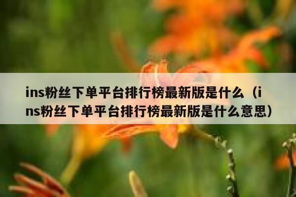 ins粉丝下单平台排行榜最新版是什么(ins粉丝下单平台排行榜最新版是什么意思) 第1张 ins粉丝下单平台排行榜最新版是什么(ins粉丝下单平台排行榜最新版是什么意思) 第1张