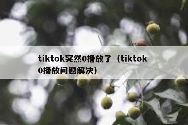 tiktok突然0播放了(tiktok 0播放问题解决) 第1张 tiktok突然0播放了(tiktok 0播放问题解决) 第1张