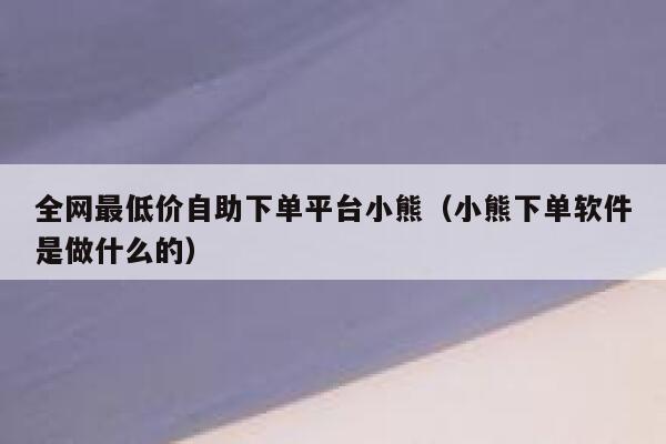 全网最低价自助下单平台小熊(小熊下单软件是做什么的) 第1张 全网最低价自助下单平台小熊(小熊下单软件是做什么的) 第1张
