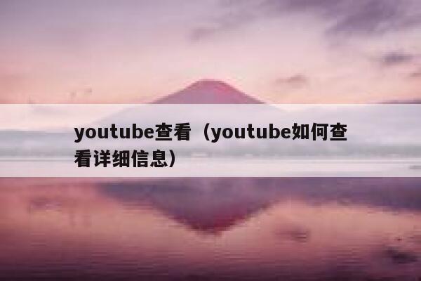 youtube查看(youtube如何查看详细信息) 第1张 youtube查看(youtube如何查看详细信息) 第1张