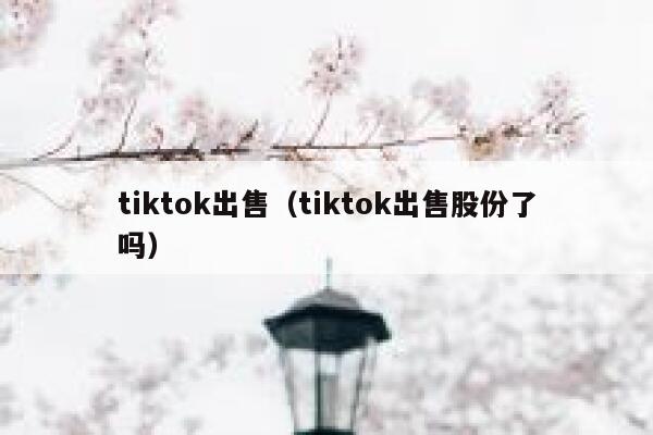 tiktok出售（tiktok出售股份了吗） 第1张
