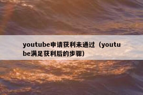 youtube申请获利未通过（youtube满足获利后的步骤） 第1张