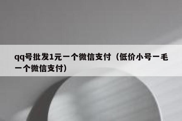 qq号批发1元一个微信支付（低价小号一毛一个微信支付） 第1张