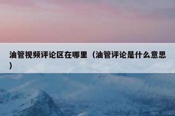油管视频评论区在哪里（油管评论是什么意思） 第1张