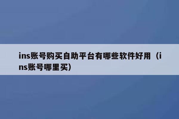 ins账号购买自助平台有哪些软件好用（ins账号哪里买） 第1张