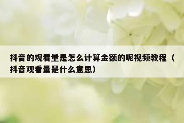 抖音的观看量是怎么计算金额的呢视频教程（抖音观看量是什么意思） 第1张