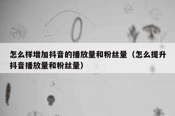 怎么样增加抖音的播放量和粉丝量（怎么提升抖音播放量和粉丝量） 第1张