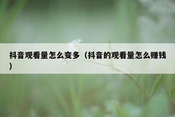 抖音观看量怎么变多（抖音的观看量怎么赚钱） 第1张