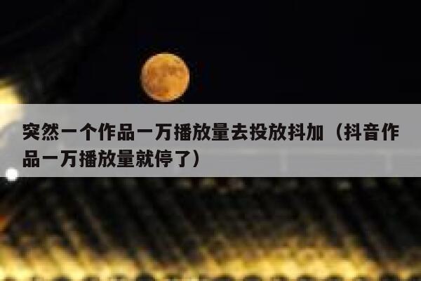 突然一个作品一万播放量去投放抖加（抖音作品一万播放量就停了） 第1张