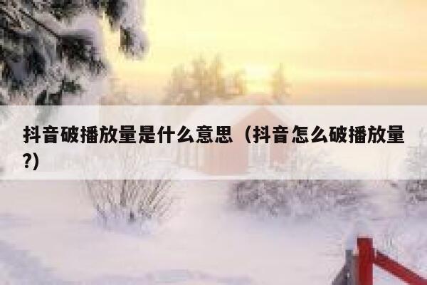 抖音破播放量是什么意思（抖音怎么破播放量?） 第1张