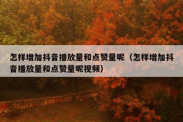 怎样增加抖音播放量和点赞量呢（怎样增加抖音播放量和点赞量呢视频） 第1张