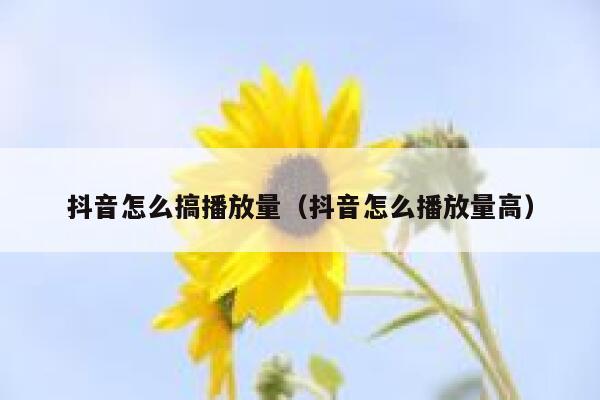 抖音怎么搞播放量（抖音怎么播放量高） 第1张