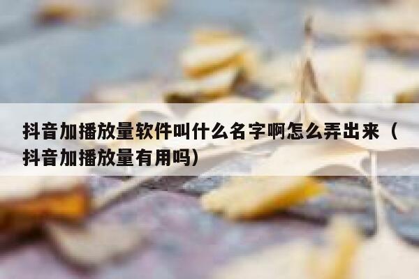 抖音加播放量软件叫什么名字啊怎么弄出来（抖音加播放量有用吗） 第1张