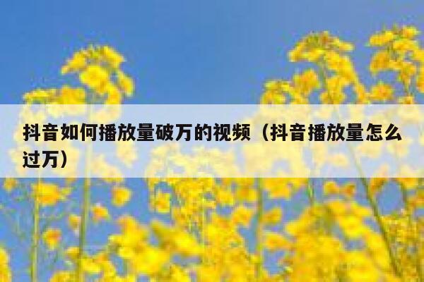 抖音如何播放量破万的视频（抖音播放量怎么过万） 第1张