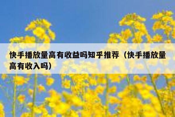 快手播放量高有收益吗知乎推荐（快手播放量高有收入吗） 第1张