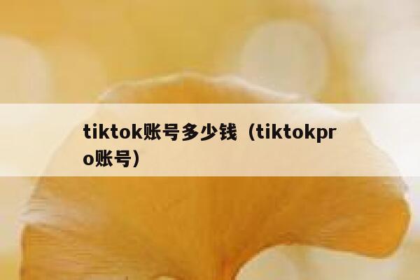 tiktok账号多少钱（tiktokpro账号） 第1张