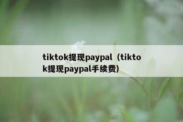 tiktok提现paypal（tiktok提现paypal手续费） 第1张