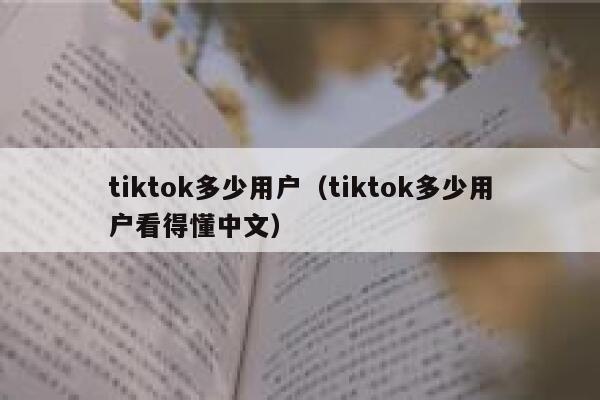 tiktok多少用户(tiktok多少用户看得懂中文) 第1张 tiktok多少用户(tiktok多少用户看得懂中文) 第1张