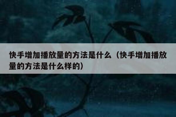 快手增加播放量的方法是什么（快手增加播放量的方法是什么样的） 第1张