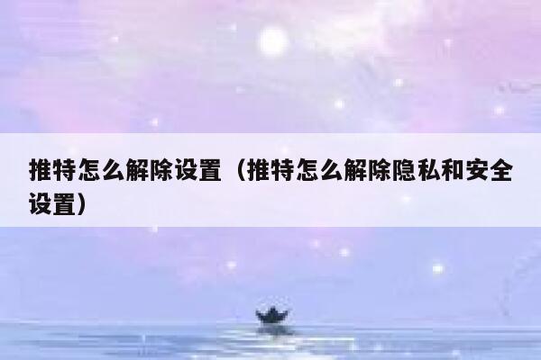 推特怎么解除设置（推特怎么解除隐私和安全设置） 第1张