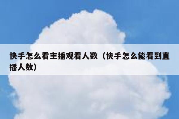 快手怎么看主播观看人数（快手怎么能看到直播人数） 第1张