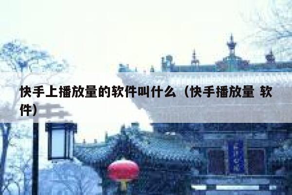 快手上播放量的软件叫什么（快手播放量 软件） 第1张