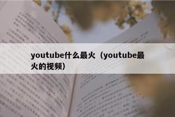 youtube什么最火（youtube最火的视频） 第1张