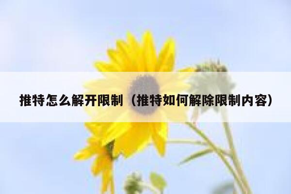 推特怎么解开限制（推特如何解除限制内容） 第1张