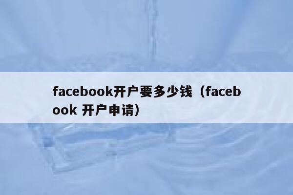 facebook开户要多少钱（facebook 开户申请） 第1张