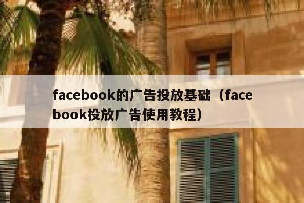 facebook的广告投放基础(facebook投放广告使用教程) 第1张 facebook的广告投放基础(facebook投放广告使用教程) 第1张