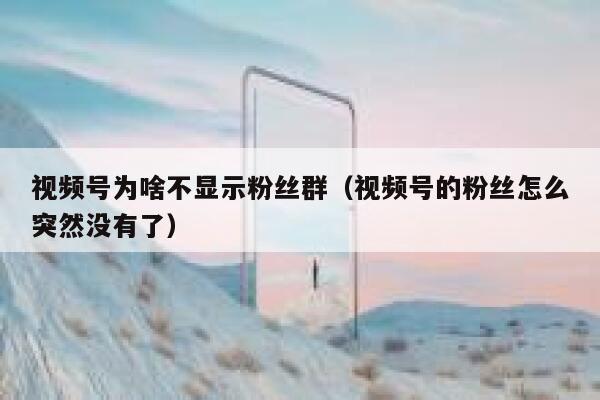 视频号为啥不显示粉丝群（视频号的粉丝怎么突然没有了） 第1张