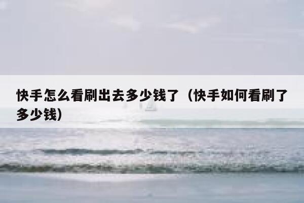 快手怎么看刷出去多少钱了（快手如何看刷了多少钱） 第1张