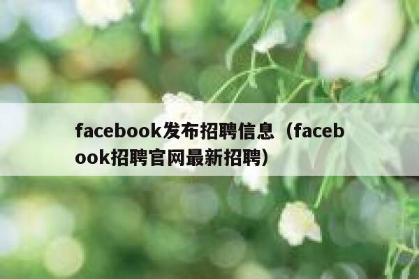 facebook发布招聘信息（facebook招聘官网最新招聘） 第1张