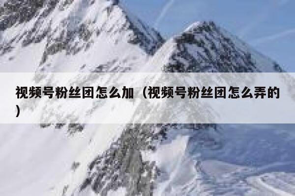 视频号粉丝团怎么加（视频号粉丝团怎么弄的） 第1张