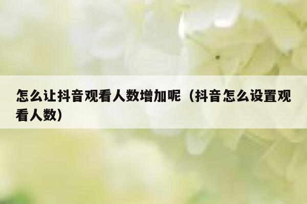 怎么让抖音观看人数增加呢(抖音怎么设置观看人数) 第1张 怎么让抖音观看人数增加呢(抖音怎么设置观看人数) 第1张