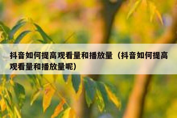 抖音如何提高观看量和播放量（抖音如何提高观看量和播放量呢） 第1张